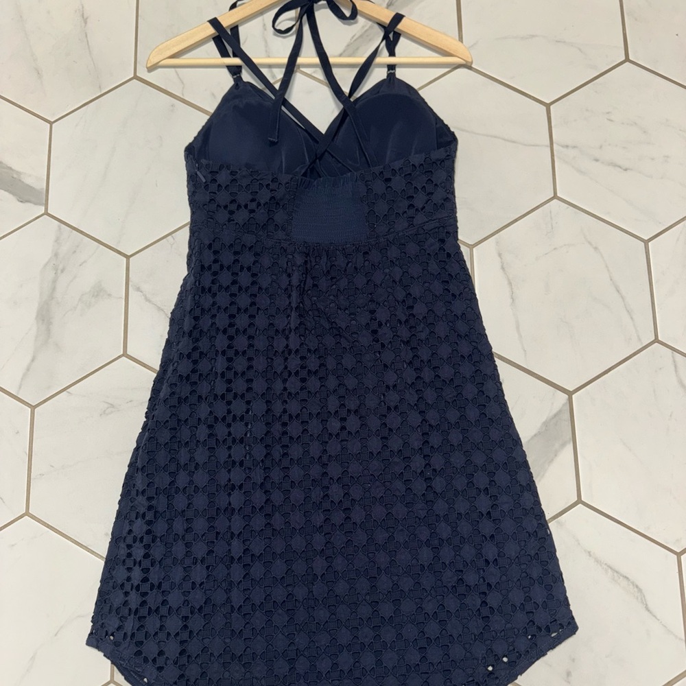 Athleta Eyelet Marbella Dress Navy Size‎ Small EUC - Picture 2 of 8